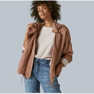 LUCKY BRAND Utility Anorak Jacket Linen Lyocell Blend in Blush - Size XS